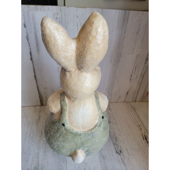 Vintage paper mache rabbit overalls‎ carrot Easter large home decor - Picture 6 of 8